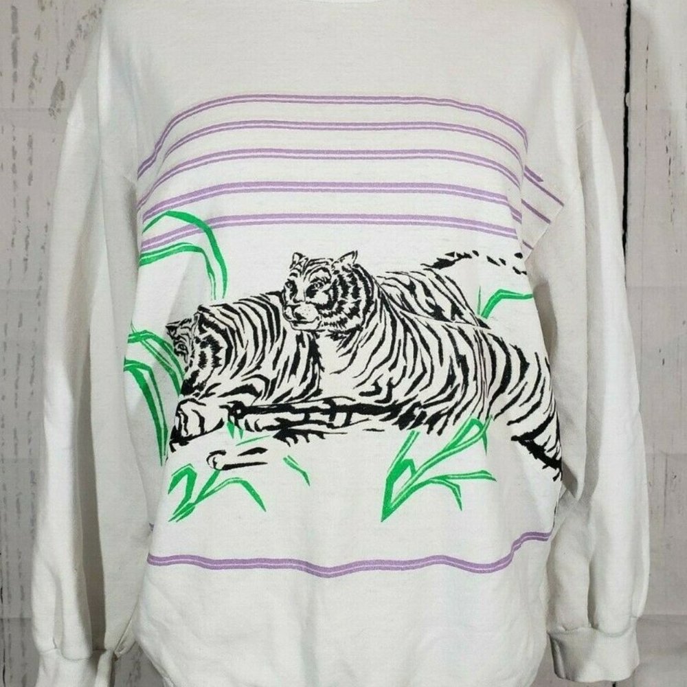 Vintage 90s Siberian White Tiger Crew Sweatshirt
